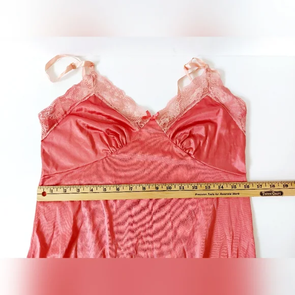 Vintage Coral Slip with Lace Details Boudoir‎